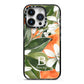 Personalised Orange Tree iPhone 14 Pro Black Impact Case on Silver phone