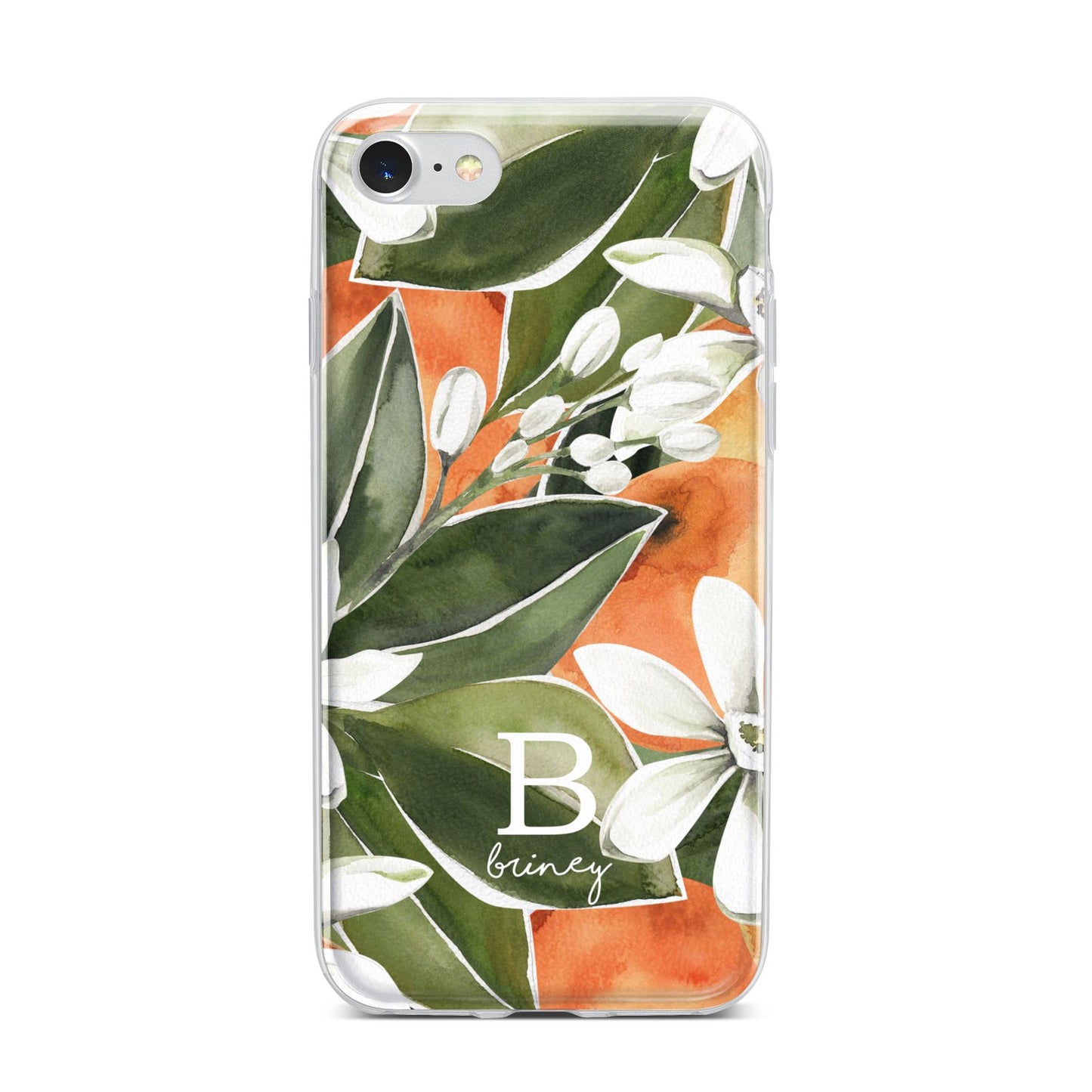 Personalised Orange Tree iPhone 7 Bumper Case on Silver iPhone