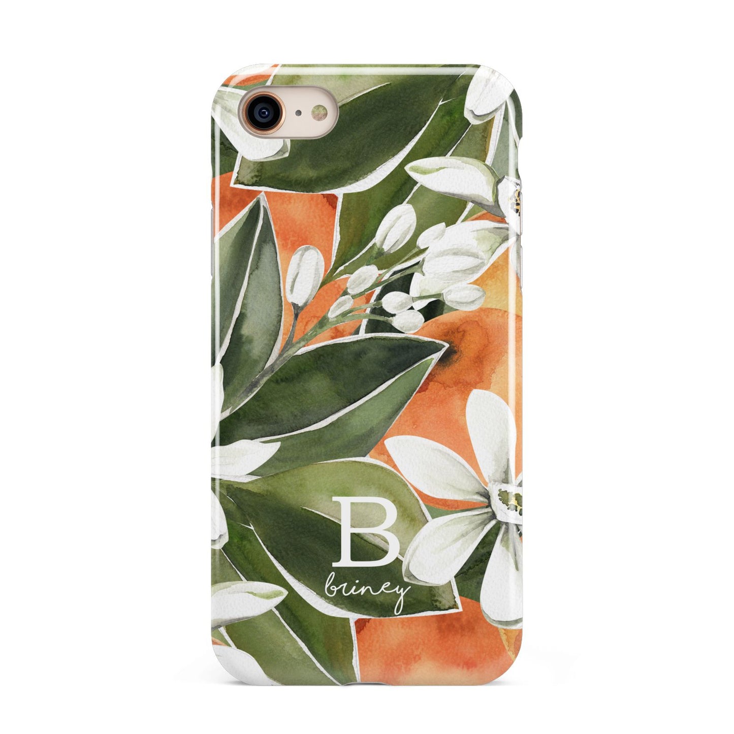 Personalised Orange Tree iPhone 8 3D Tough Case on Gold Phone