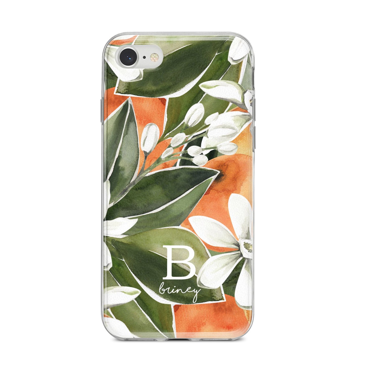 Personalised Orange Tree iPhone 8 Bumper Case on Silver iPhone