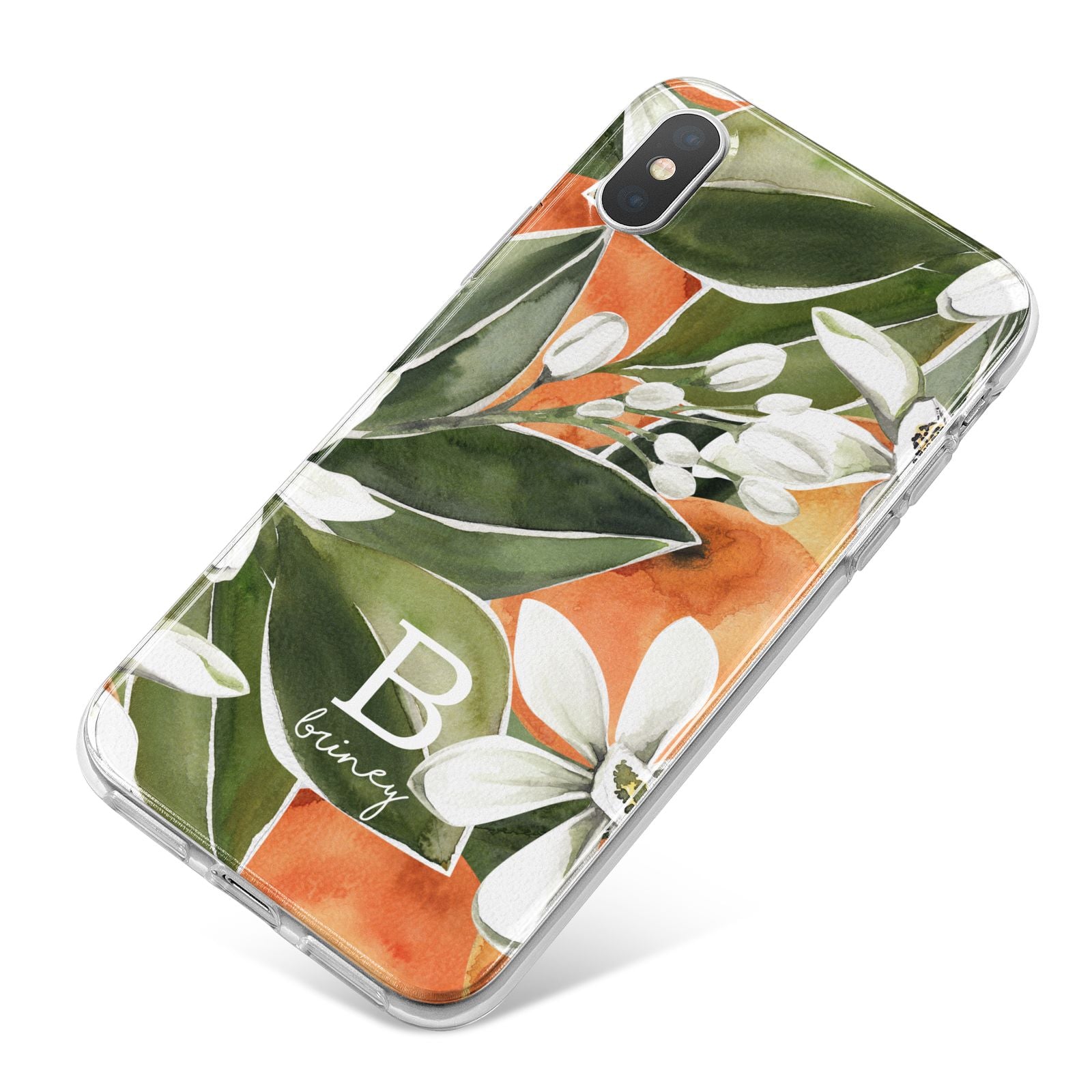Personalised Orange Tree iPhone X Bumper Case on Silver iPhone