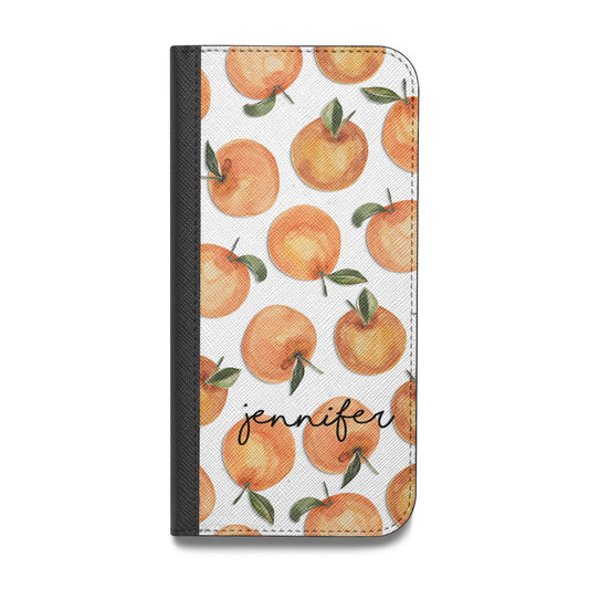 Personalised Oranges Name Vegan Leather Flip iPhone Case