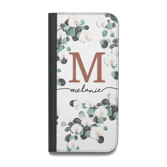 Personalised Orchid Vegan Leather Flip iPhone Case