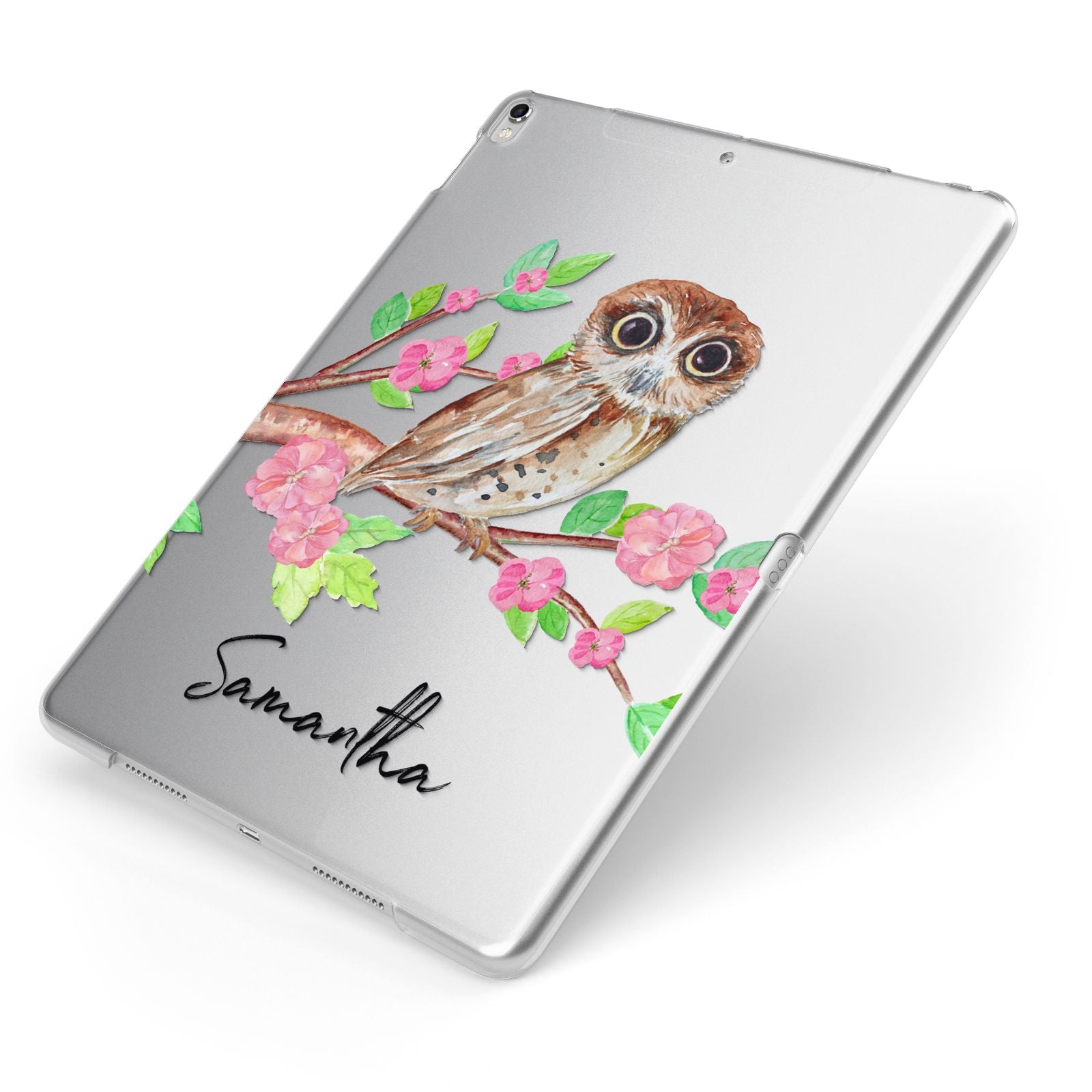 Personalised Owl Apple iPad Case on Silver iPad Side View