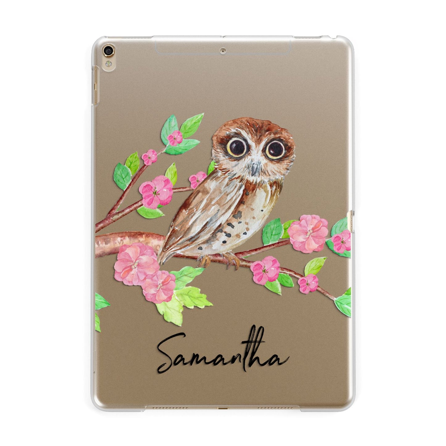 Personalised Owl Apple iPad Gold Case