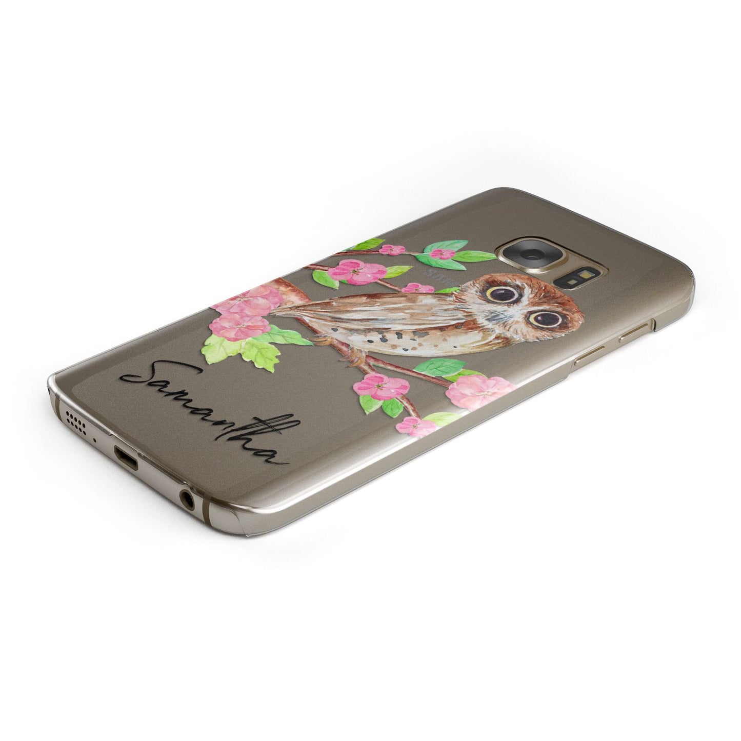 Personalised Owl Protective Samsung Galaxy Case Angled Image