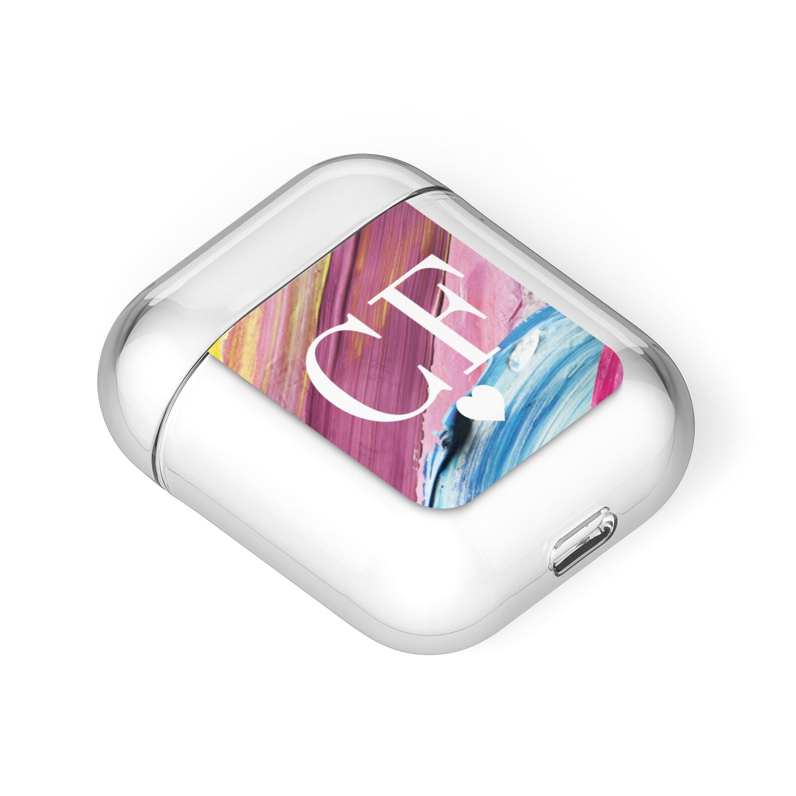 Personalised Paint Brush Initials AirPods Case Laid Flat