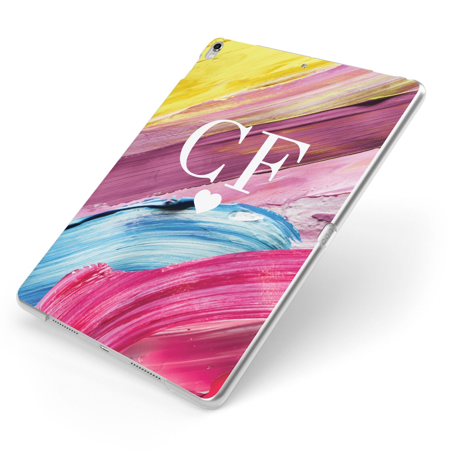 Personalised Paint Brush Initials Apple iPad Case on Silver iPad Side View