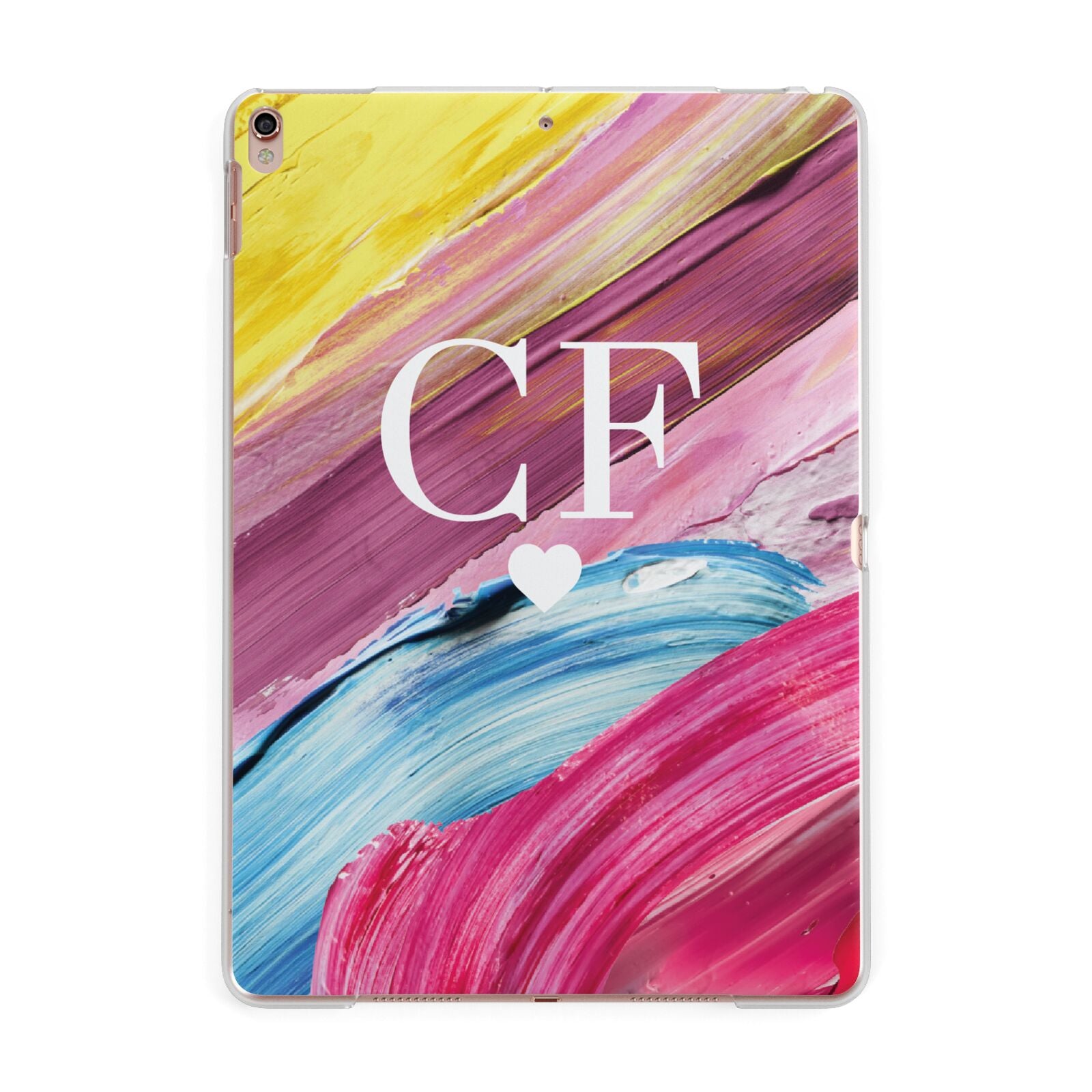 Personalised Paint Brush Initials Apple iPad Rose Gold Case