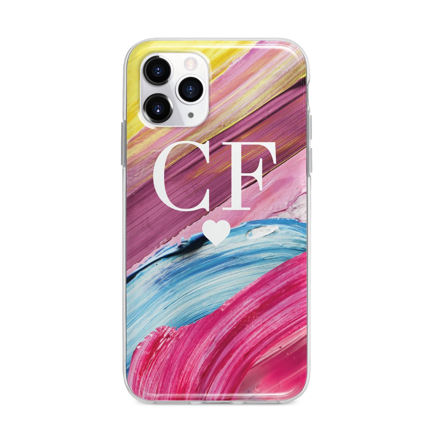 Personalised Paint Brush Initials Apple iPhone 11 Pro Max in Silver with Bumper Case