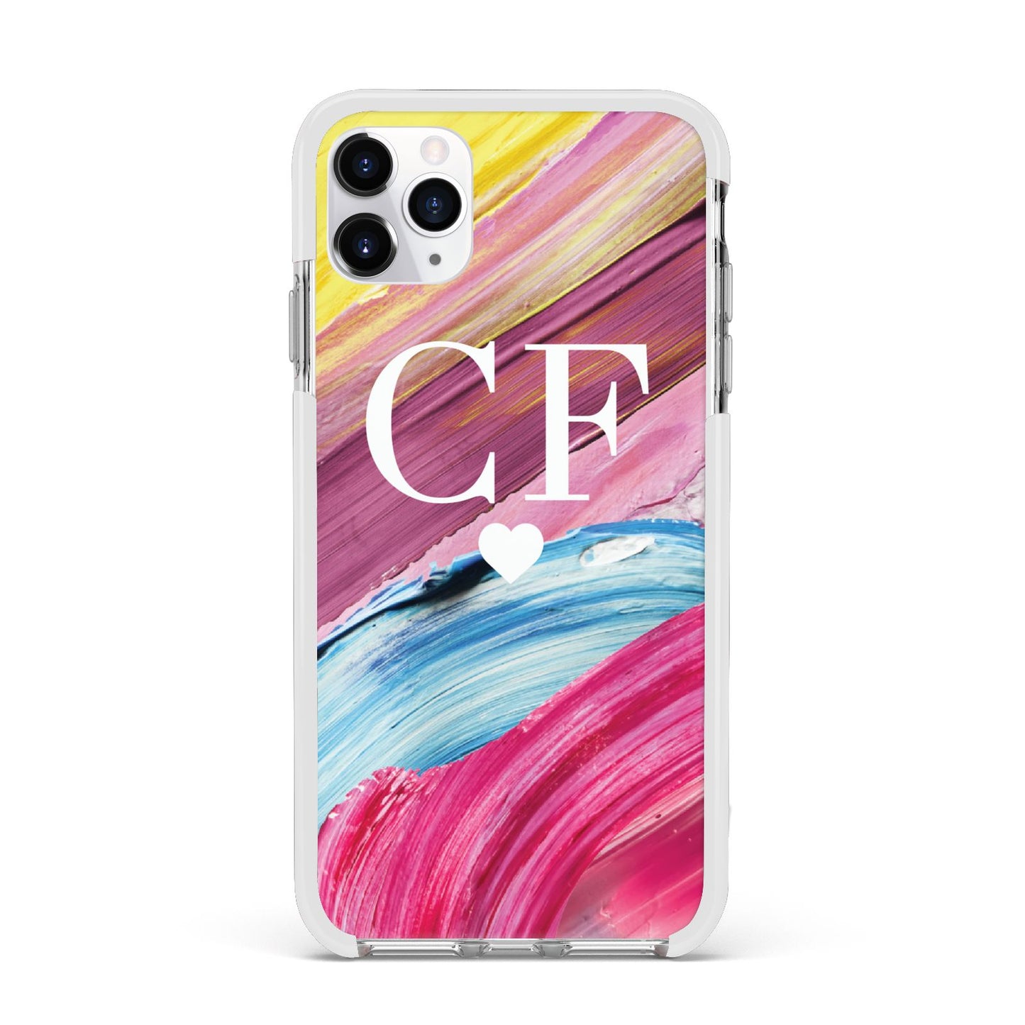 Personalised Paint Brush Initials Apple iPhone 11 Pro Max in Silver with White Impact Case