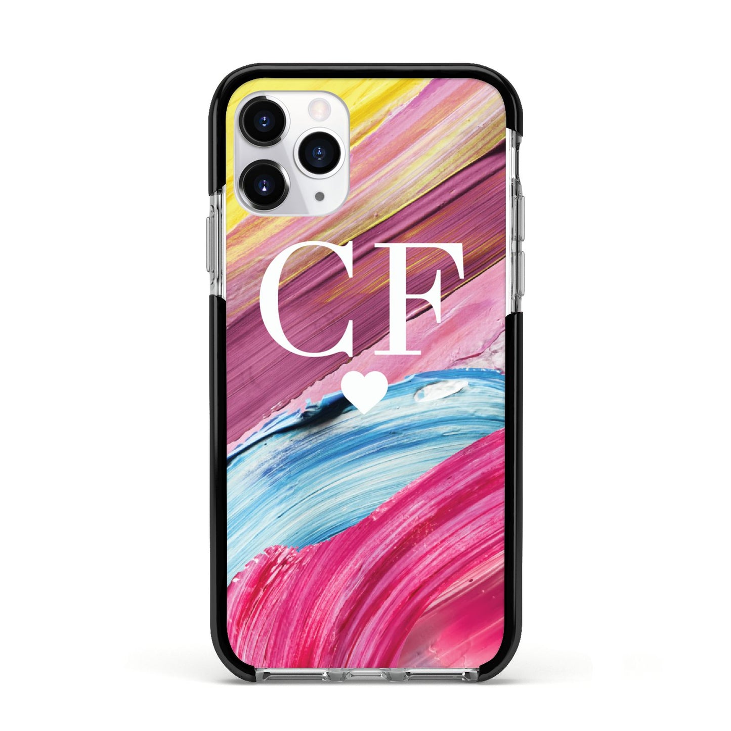 Personalised Paint Brush Initials Apple iPhone 11 Pro in Silver with Black Impact Case