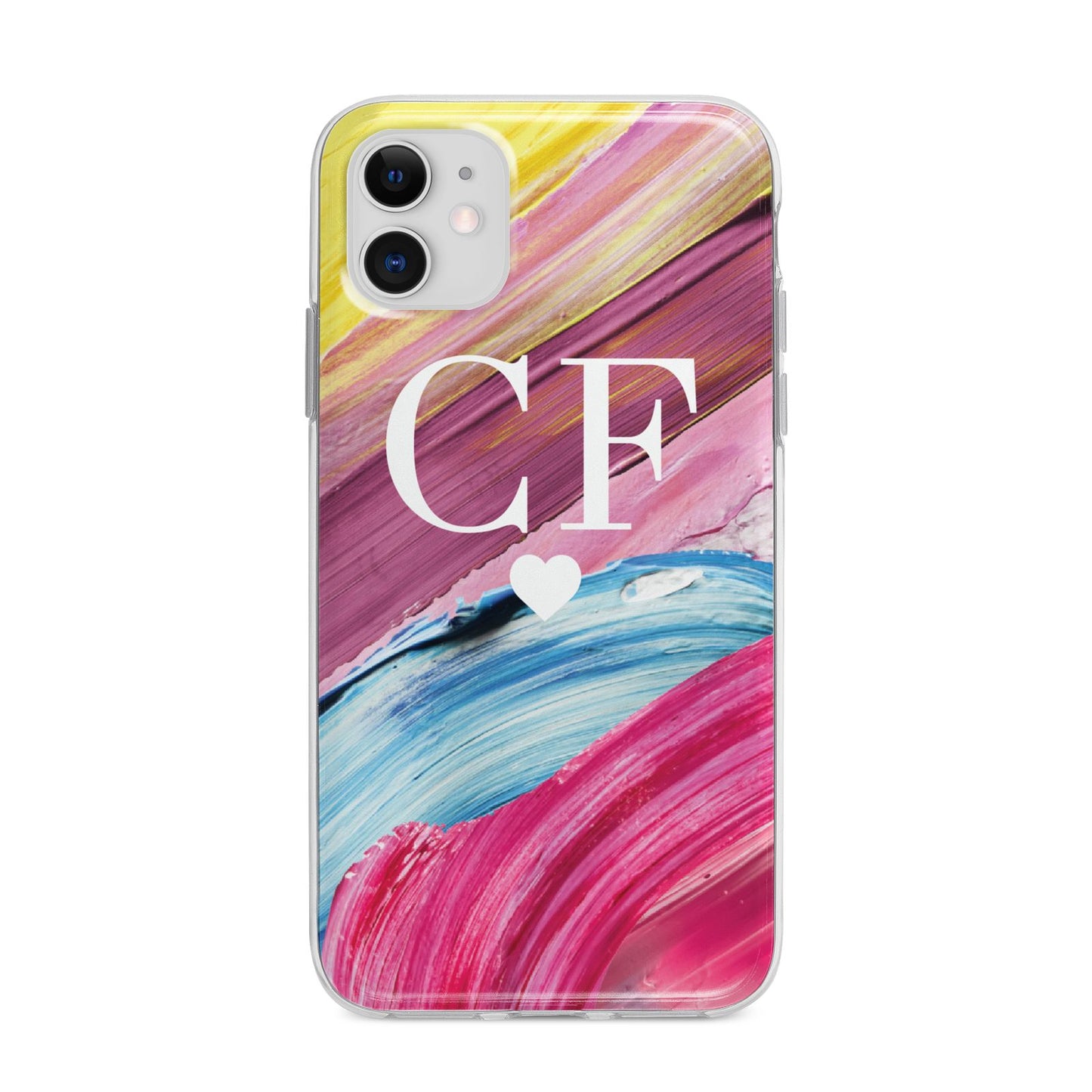 Personalised Paint Brush Initials Apple iPhone 11 in White with Bumper Case