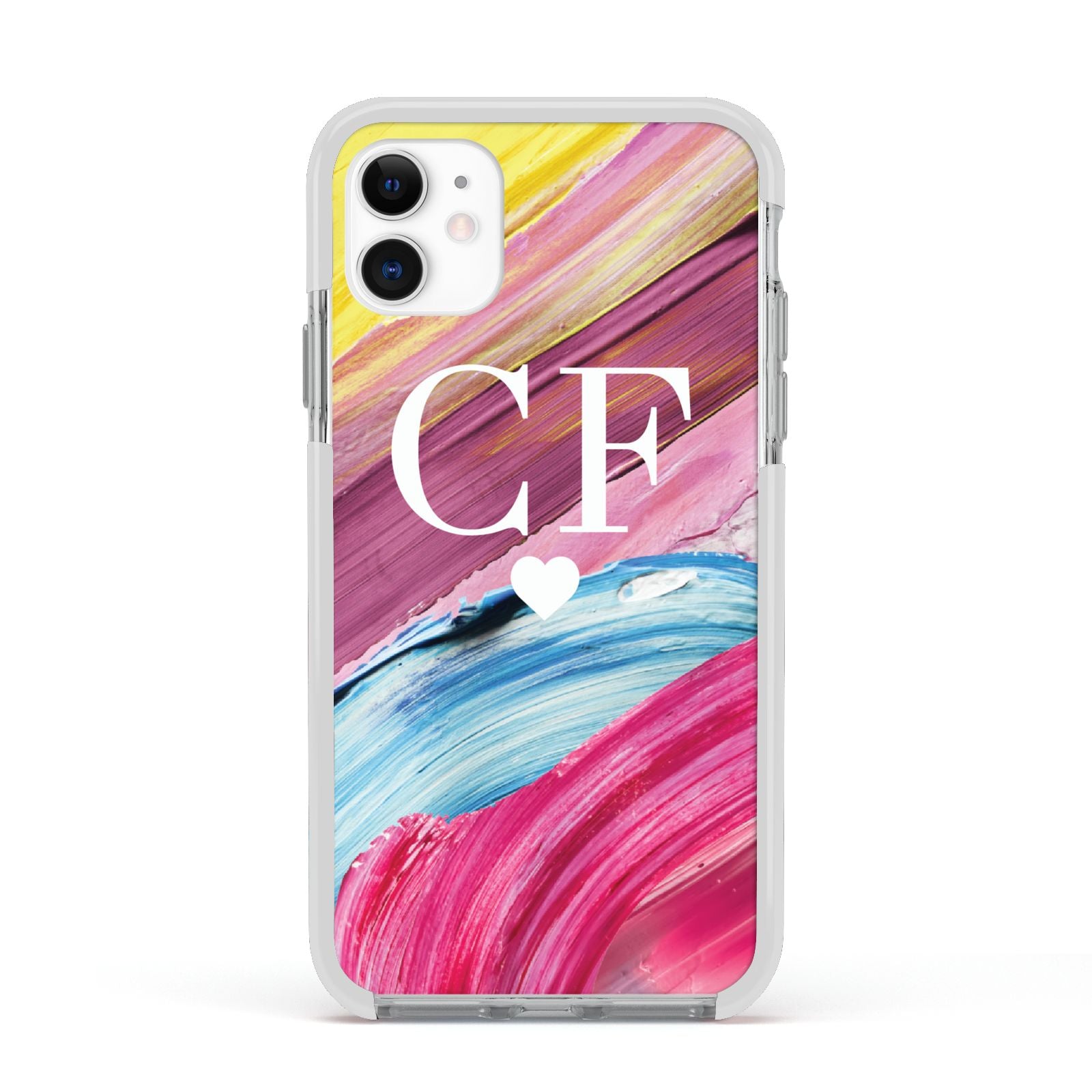 Personalised Paint Brush Initials Apple iPhone 11 in White with White Impact Case