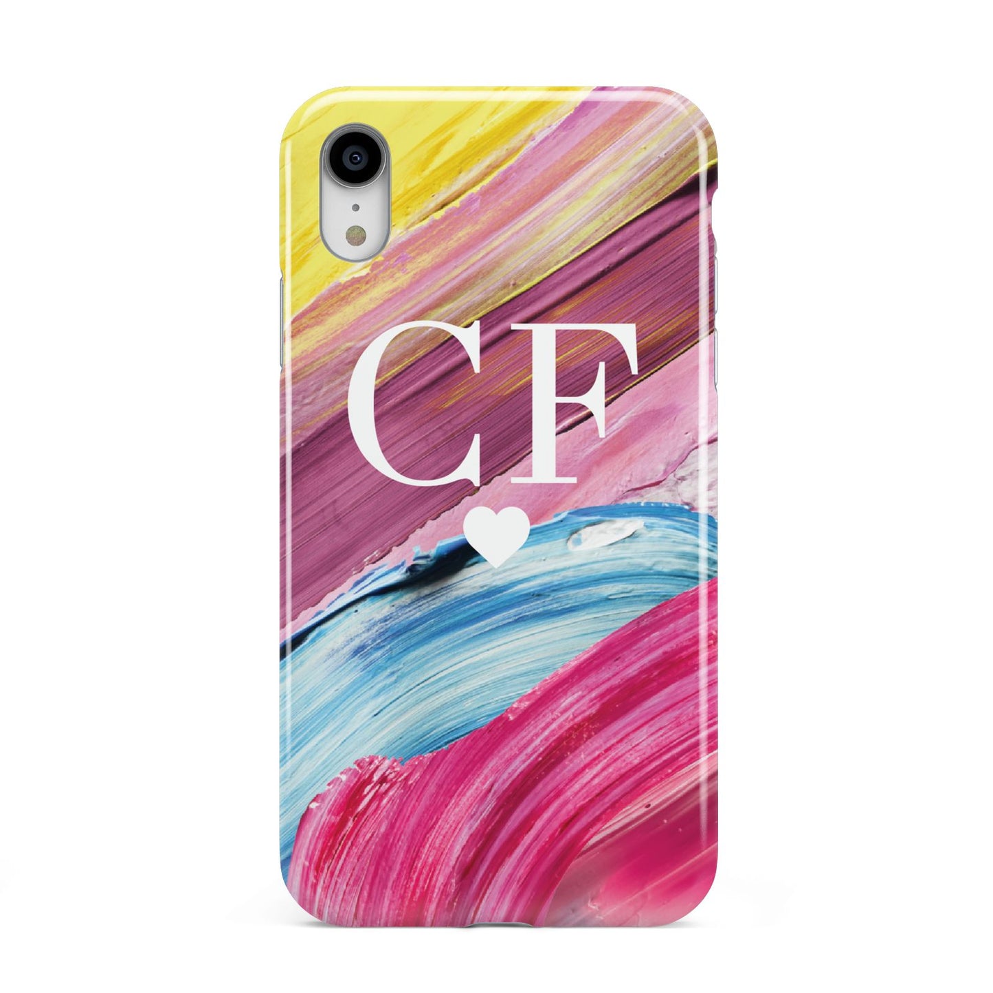 Personalised Paint Brush Initials Apple iPhone XR White 3D Tough Case