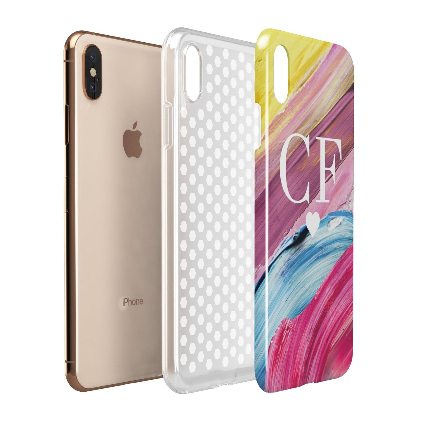 Personalised Paint Brush Initials Apple iPhone Xs Max 3D Tough Case Expanded View