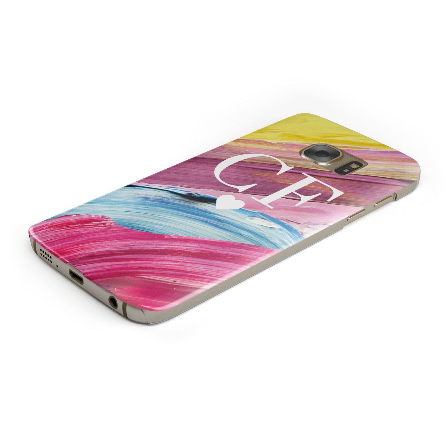 Personalised Paint Brush Initials Protective Samsung Galaxy Case Angled Image