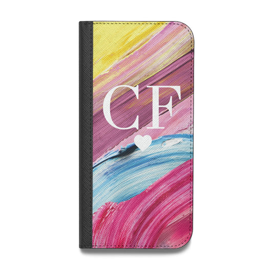 Personalised Paint Brush Initials Vegan Leather Flip iPhone Case