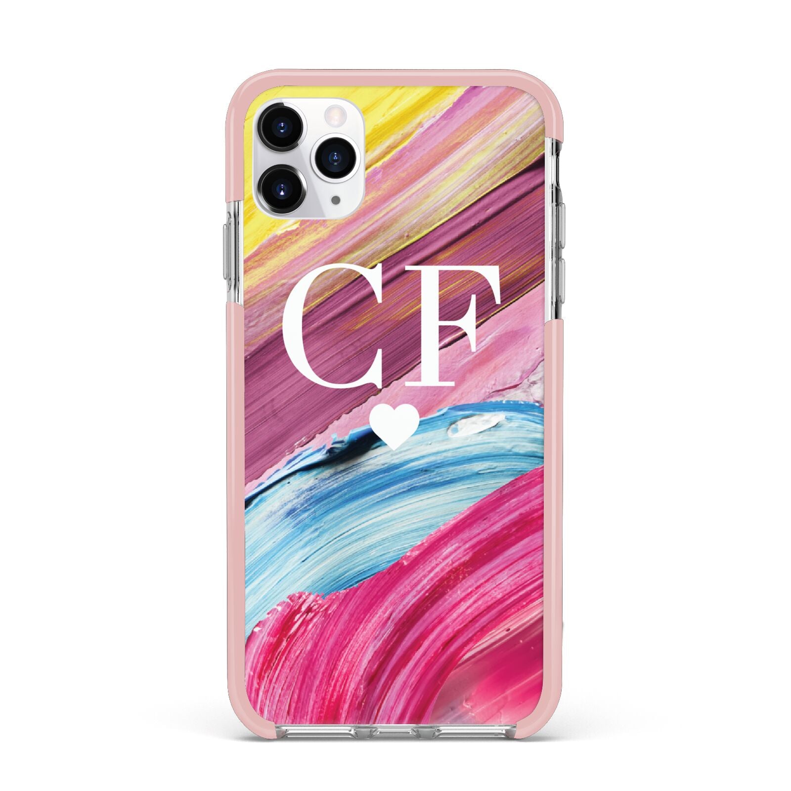 Personalised Paint Brush Initials iPhone 11 Pro Max Impact Pink Edge Case