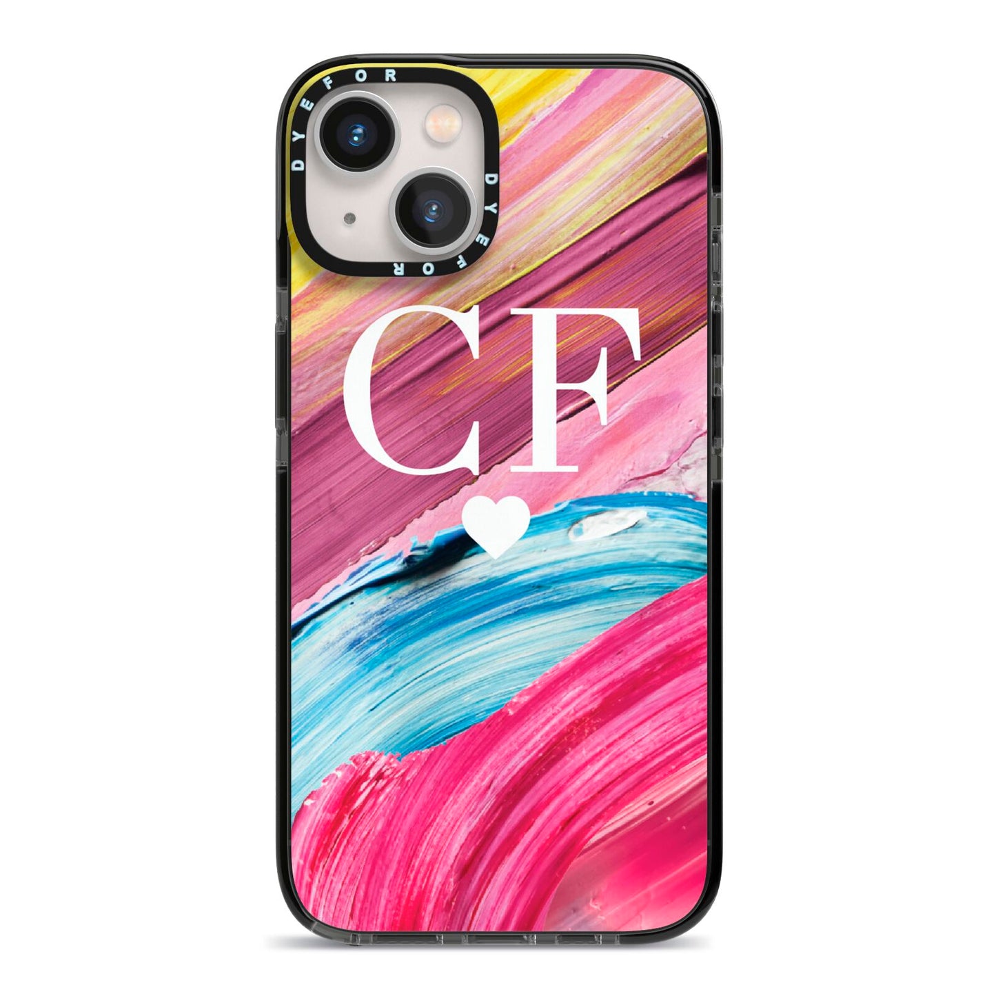 Personalised Paint Brush Initials iPhone 13 Black Impact Case on Silver phone