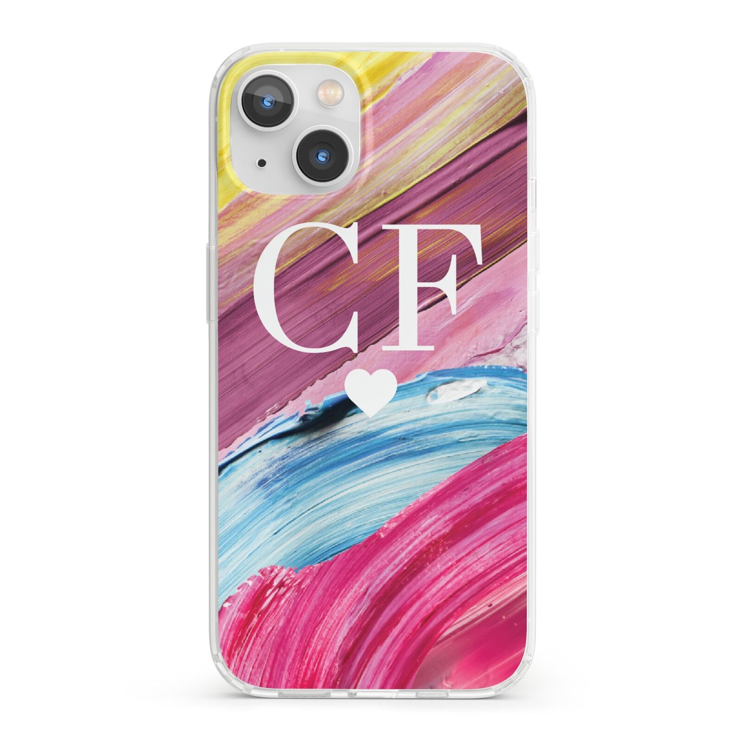 Personalised Paint Brush Initials iPhone 13 Clear Bumper Case