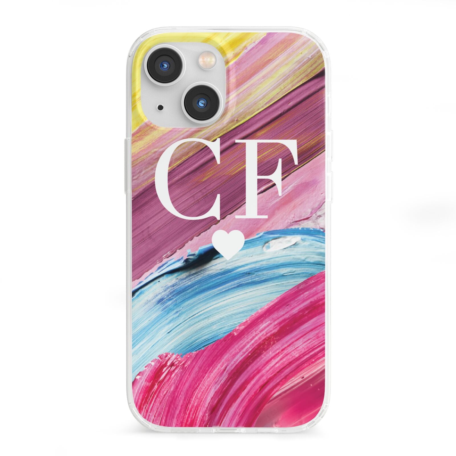 Personalised Paint Brush Initials iPhone 13 Mini Clear Bumper Case