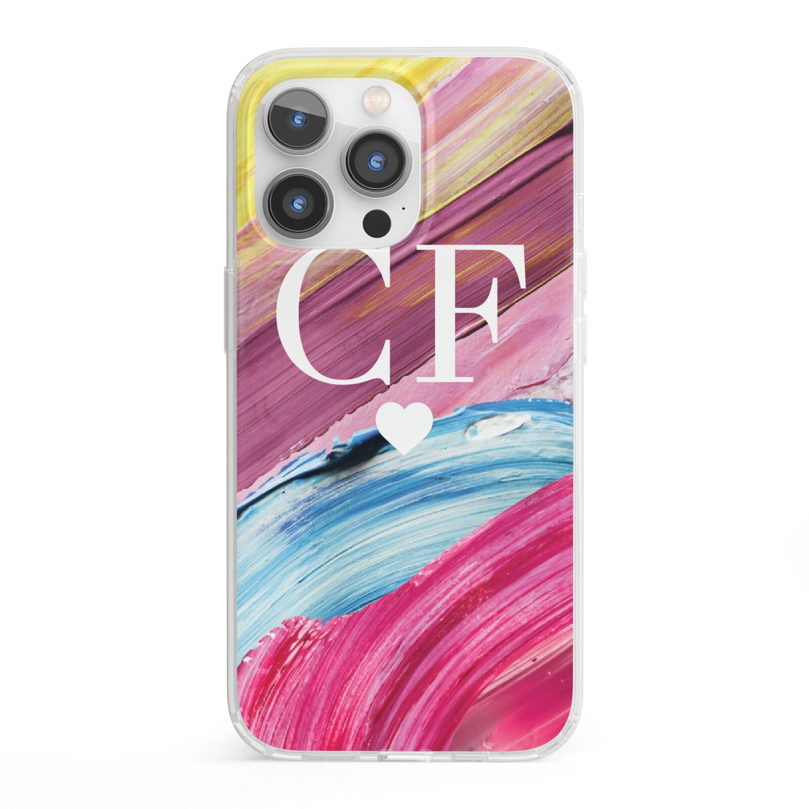 Personalised Paint Brush Initials iPhone 13 Pro Clear Bumper Case