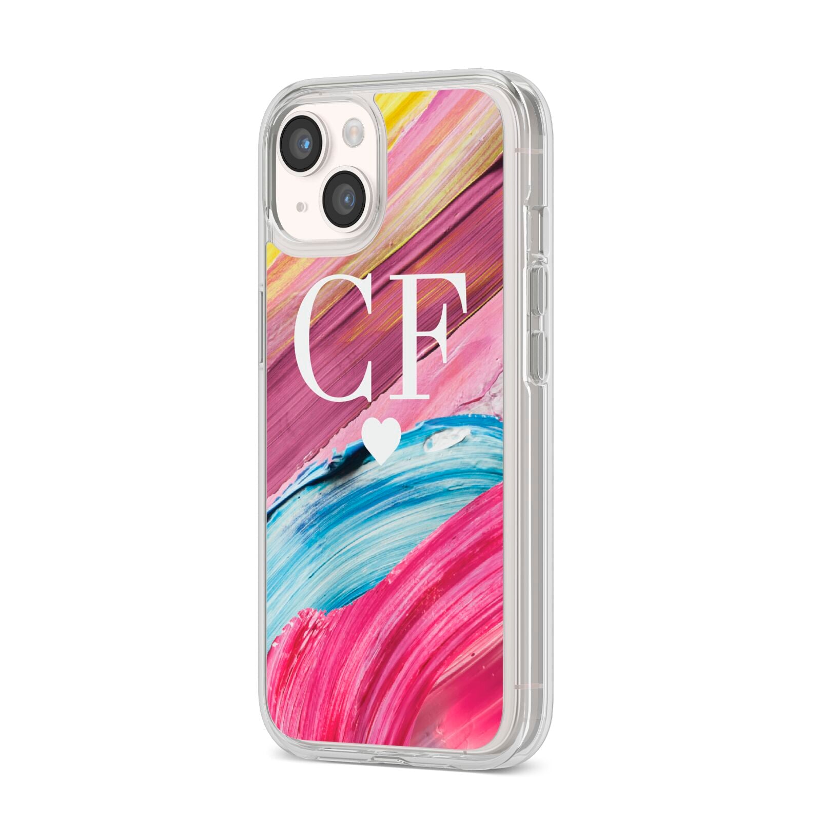 Personalised Paint Brush Initials iPhone 14 Clear Tough Case Starlight Angled Image