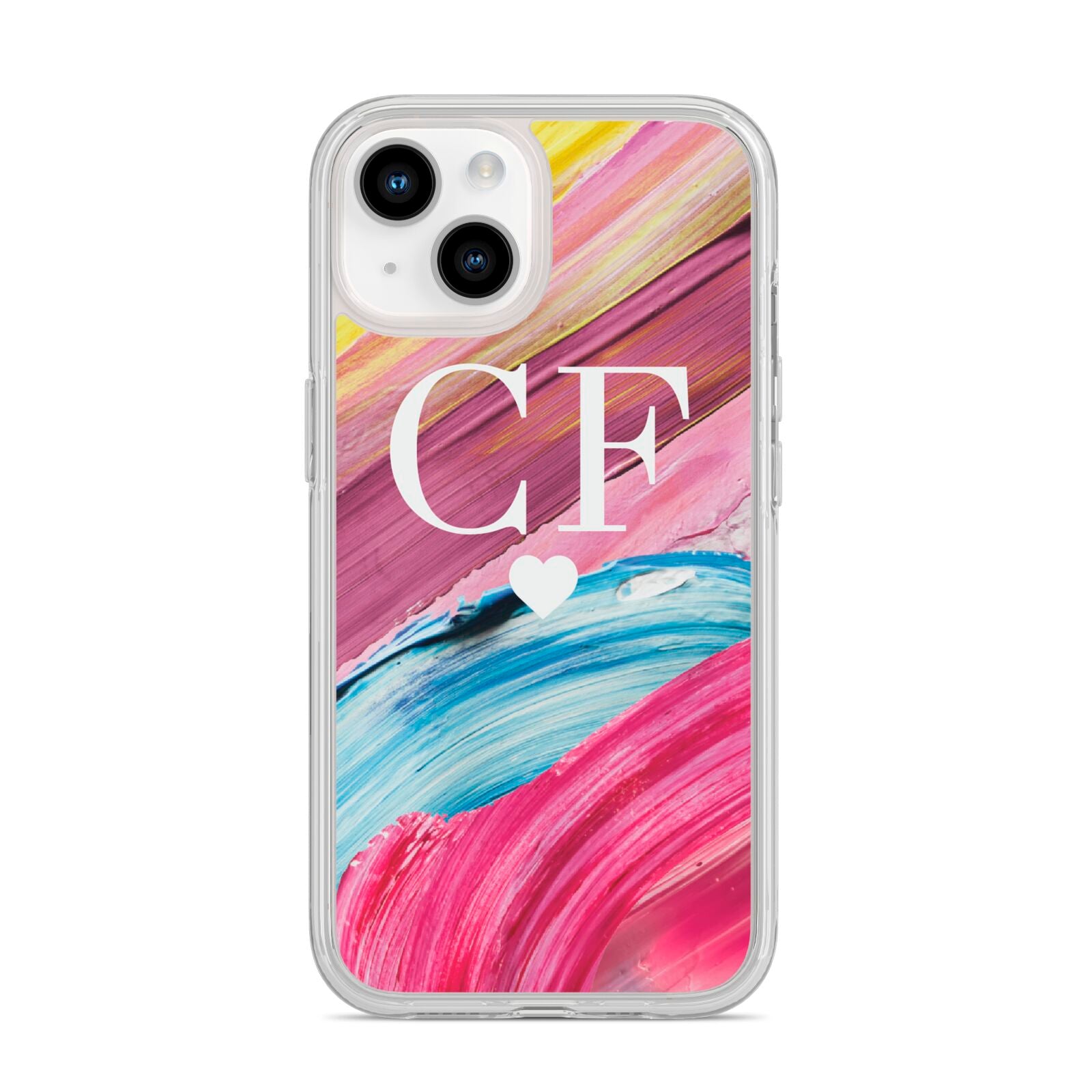 Personalised Paint Brush Initials iPhone 14 Clear Tough Case Starlight