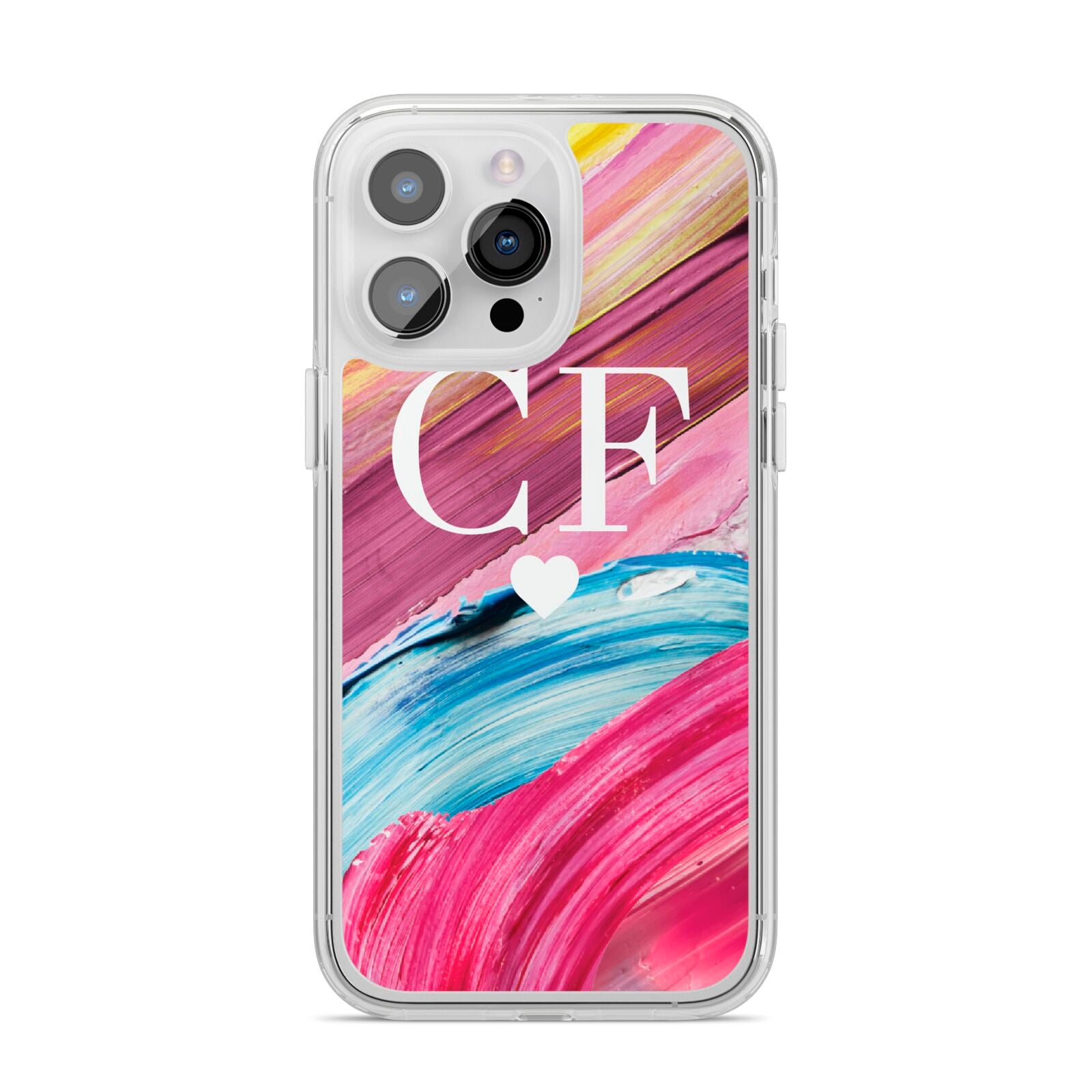 Personalised Paint Brush Initials iPhone 14 Pro Max Clear Tough Case Silver