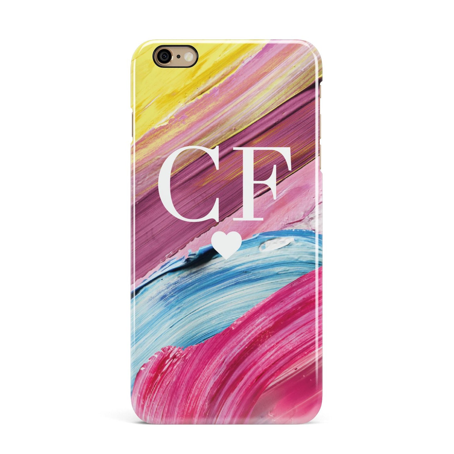 Personalised Paint Brush Initials iPhone 6 Plus 3D Snap Case on Gold Phone