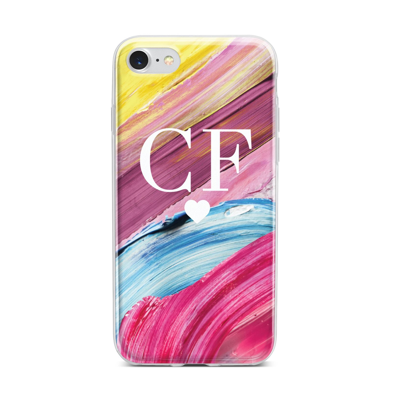 Personalised Paint Brush Initials iPhone 7 Bumper Case on Silver iPhone