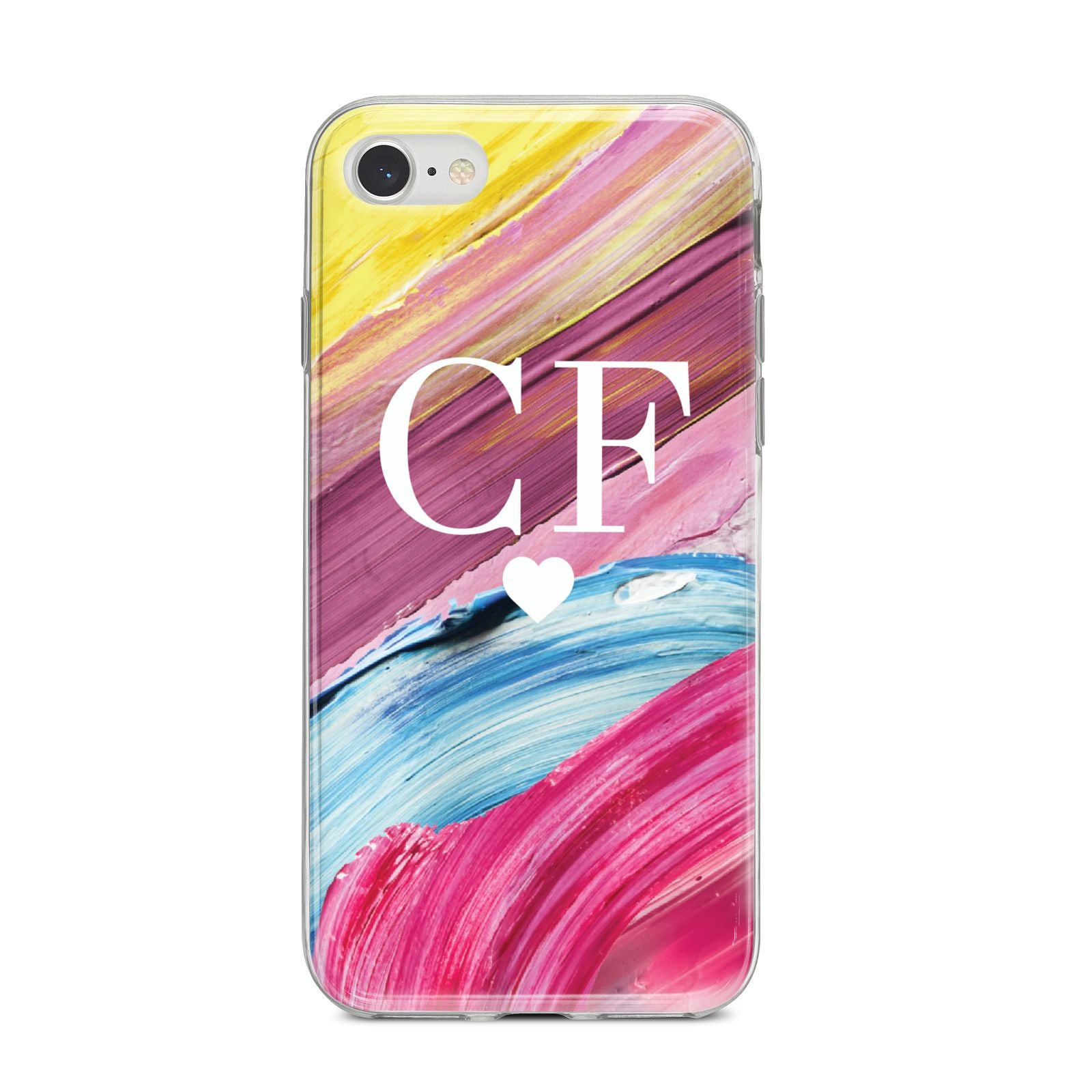 Personalised Paint Brush Initials iPhone 8 Bumper Case on Silver iPhone