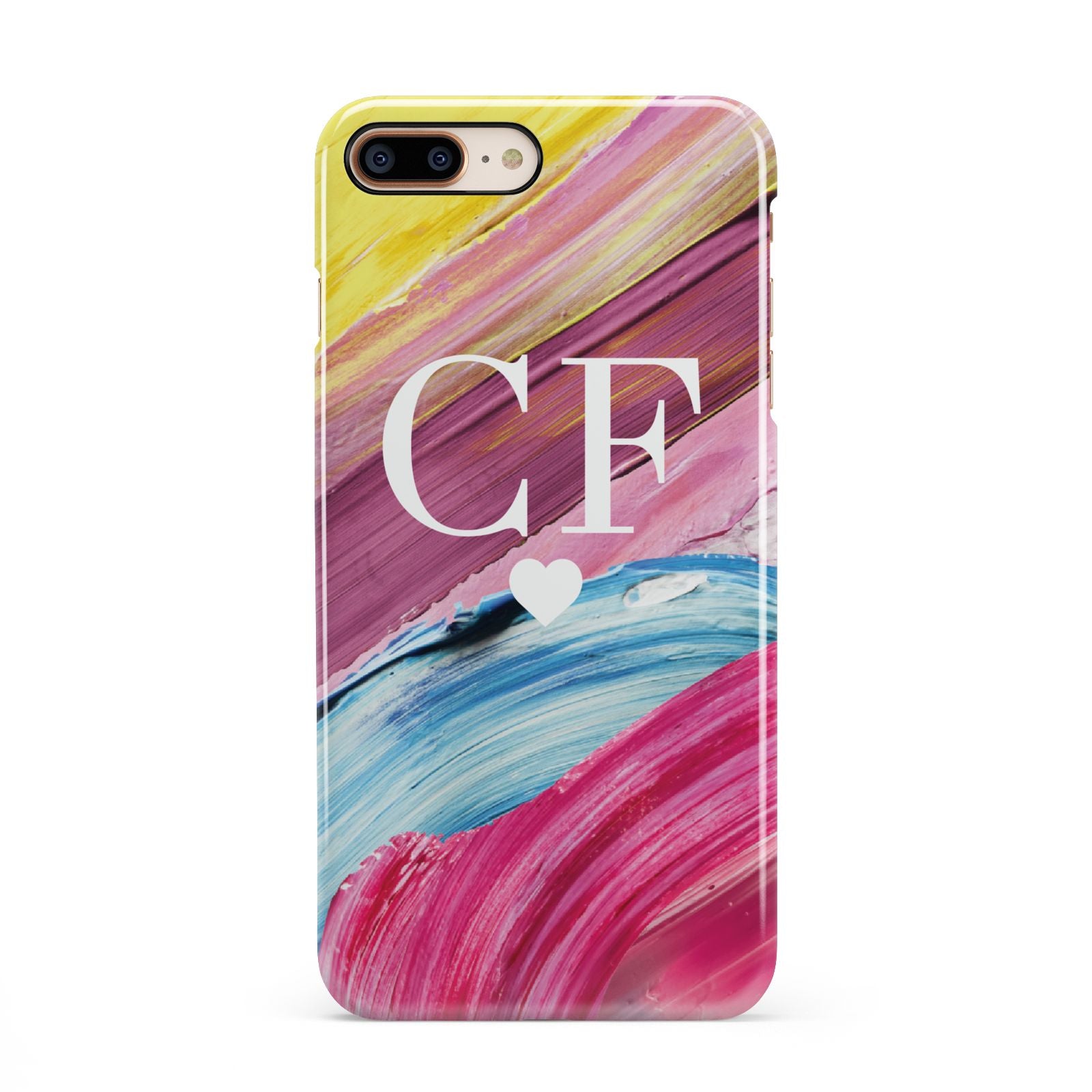 Personalised Paint Brush Initials iPhone 8 Plus 3D Snap Case on Gold Phone