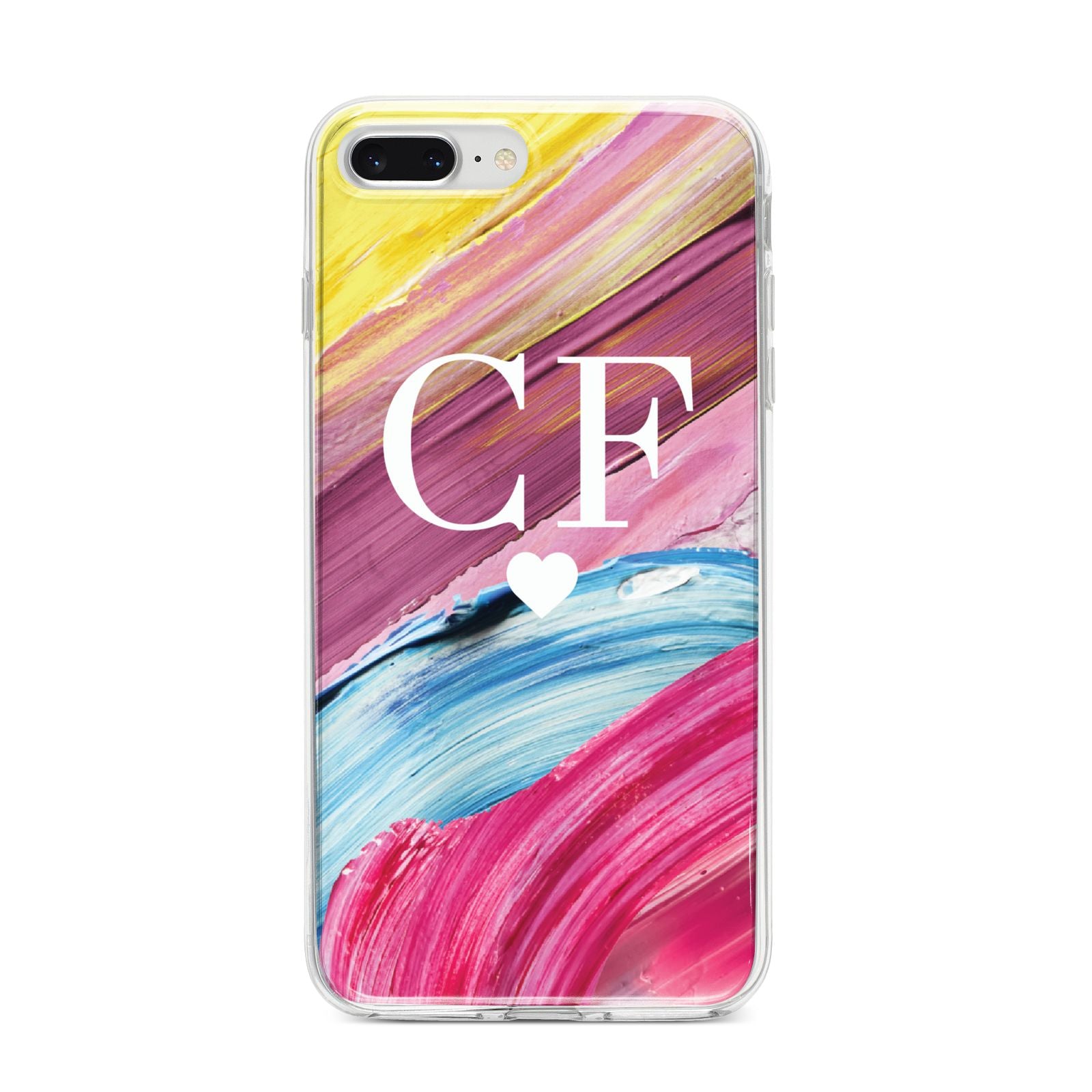 Personalised Paint Brush Initials iPhone 8 Plus Bumper Case on Silver iPhone