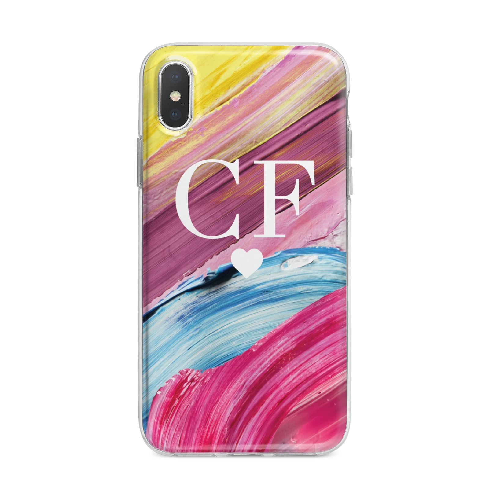 Personalised Paint Brush Initials iPhone X Bumper Case on Silver iPhone Alternative Image 1