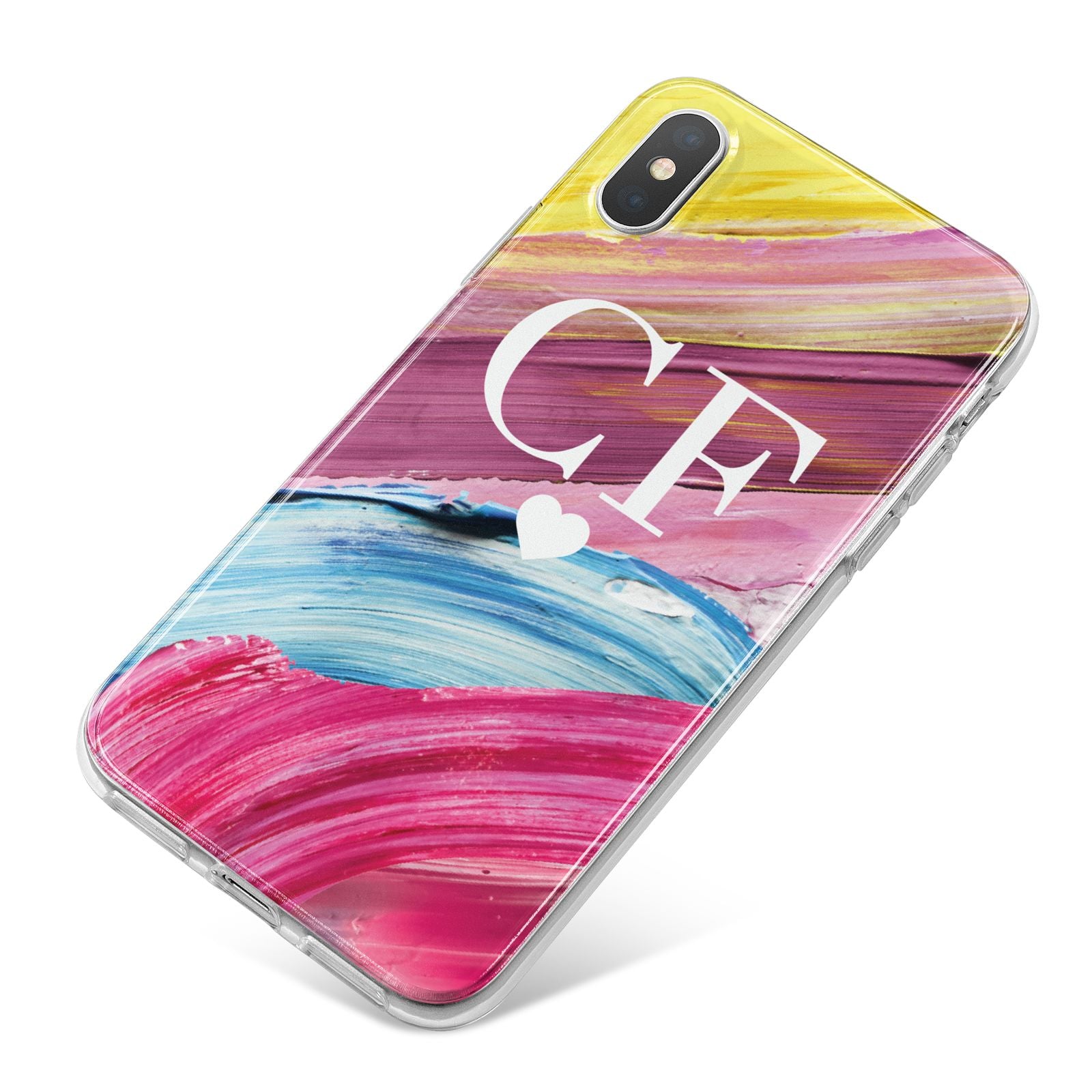 Personalised Paint Brush Initials iPhone X Bumper Case on Silver iPhone