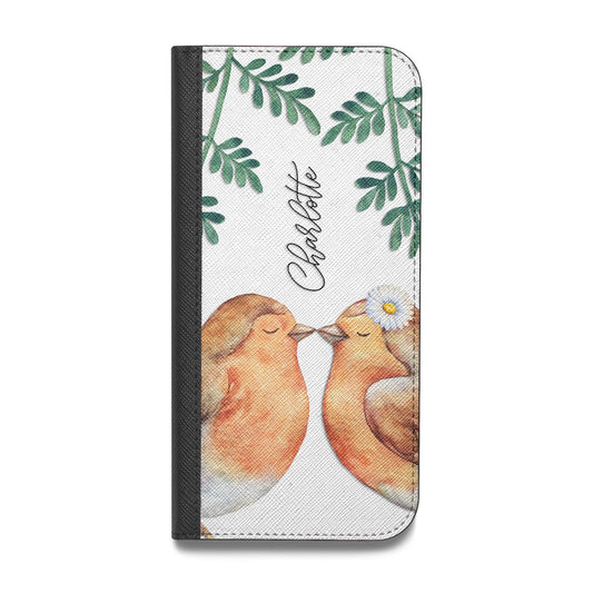 Personalised Pair of Robins Vegan Leather Flip Samsung Case