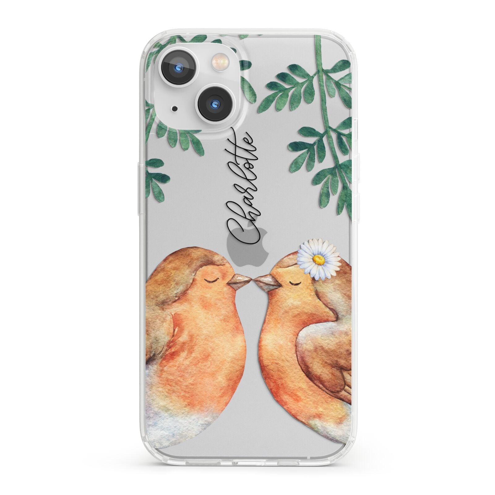 Personalised Pair of Robins iPhone 13 Clear Bumper Case