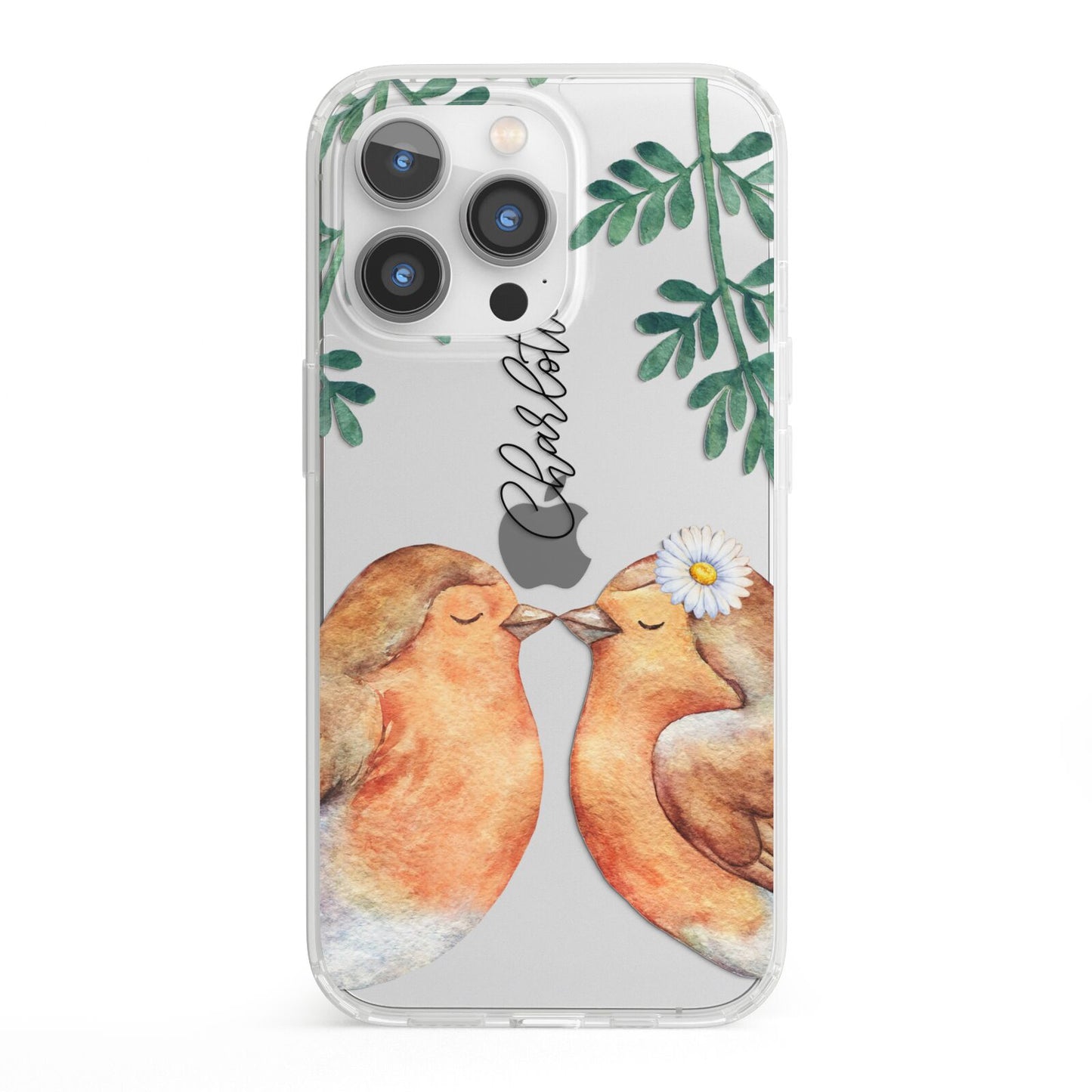 Personalised Pair of Robins iPhone 13 Pro Clear Bumper Case