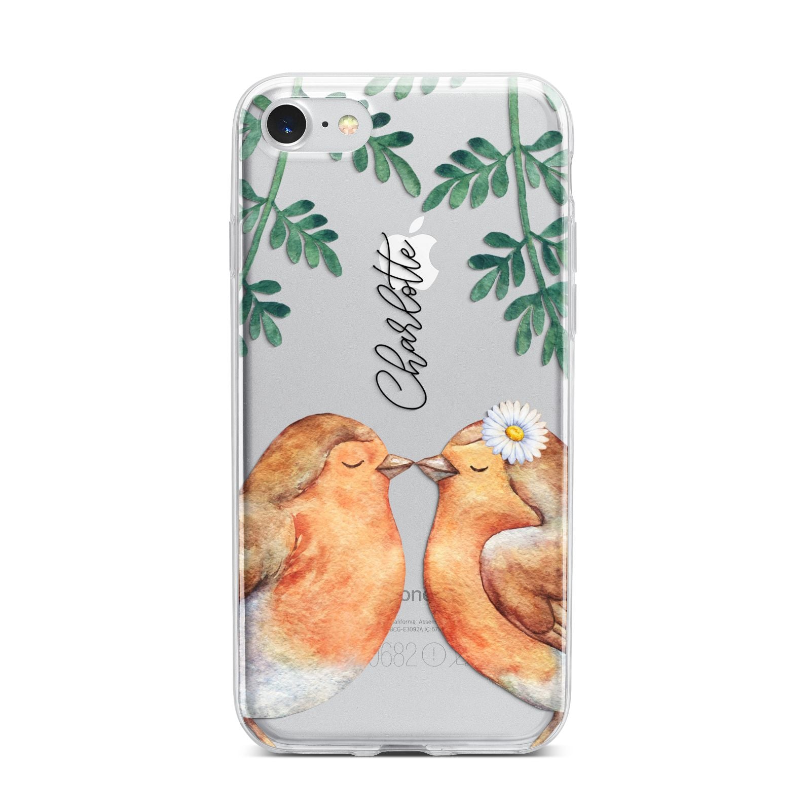 Personalised Pair of Robins iPhone 7 Bumper Case on Silver iPhone