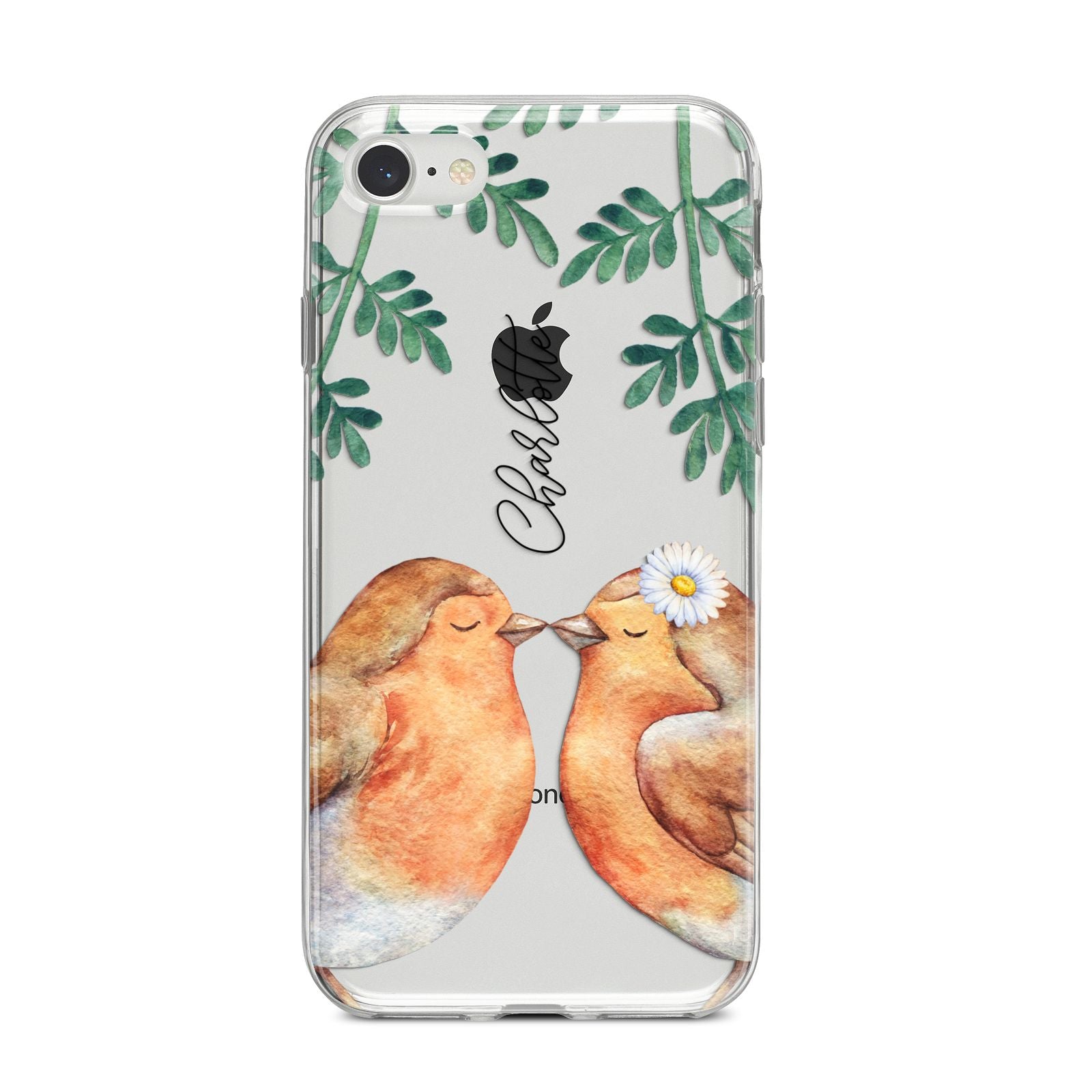 Personalised Pair of Robins iPhone 8 Bumper Case on Silver iPhone