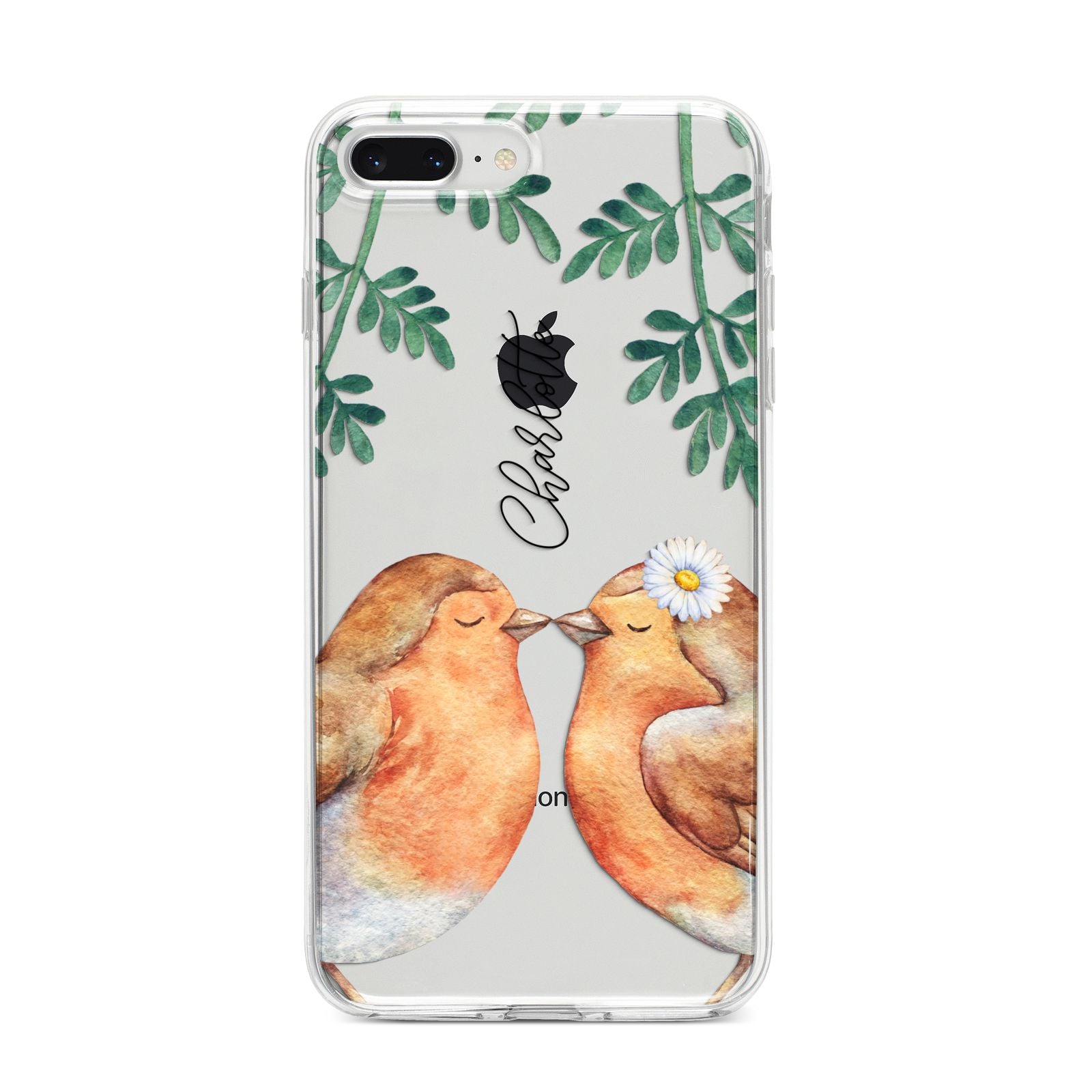 Personalised Pair of Robins iPhone 8 Plus Bumper Case on Silver iPhone