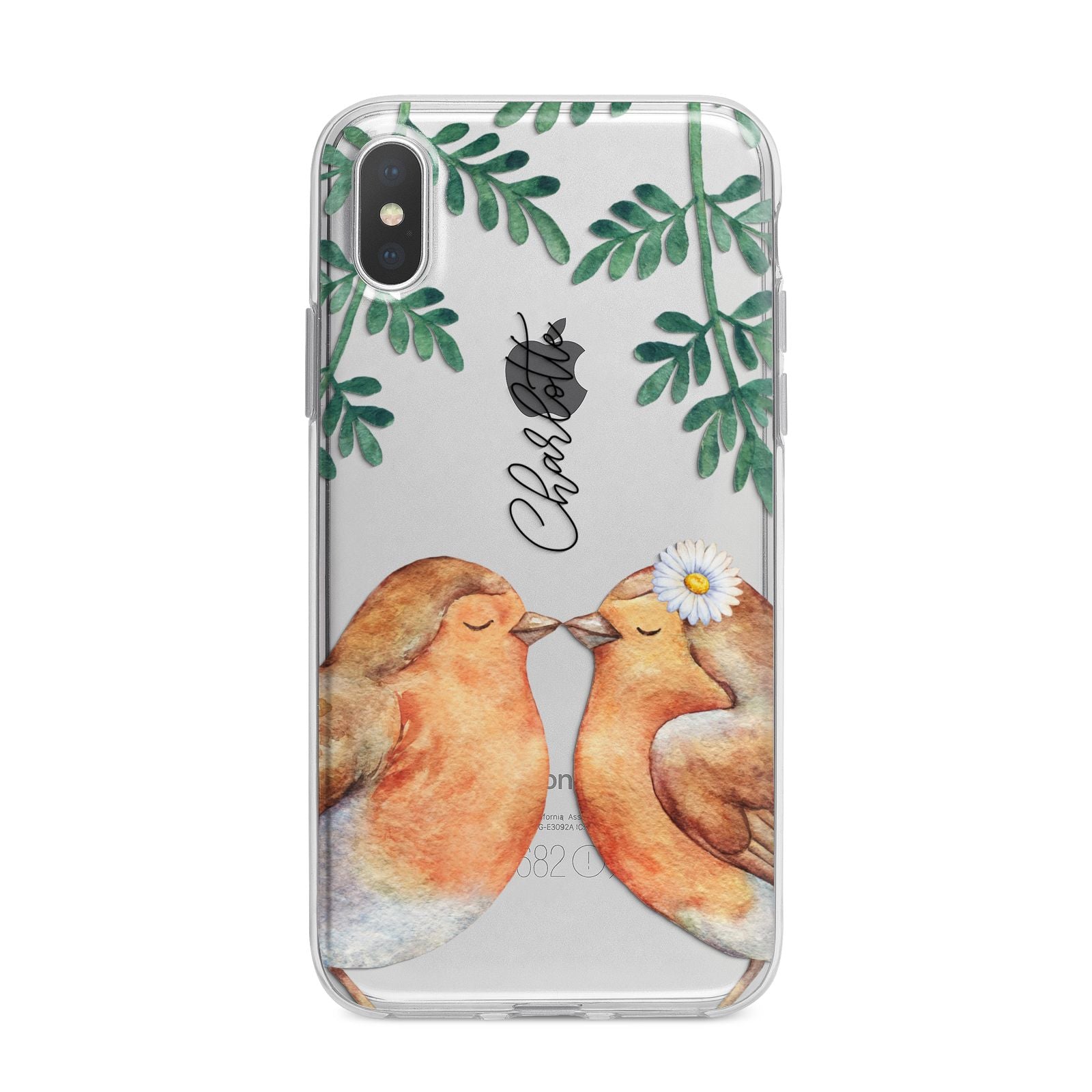Personalised Pair of Robins iPhone X Bumper Case on Silver iPhone Alternative Image 1