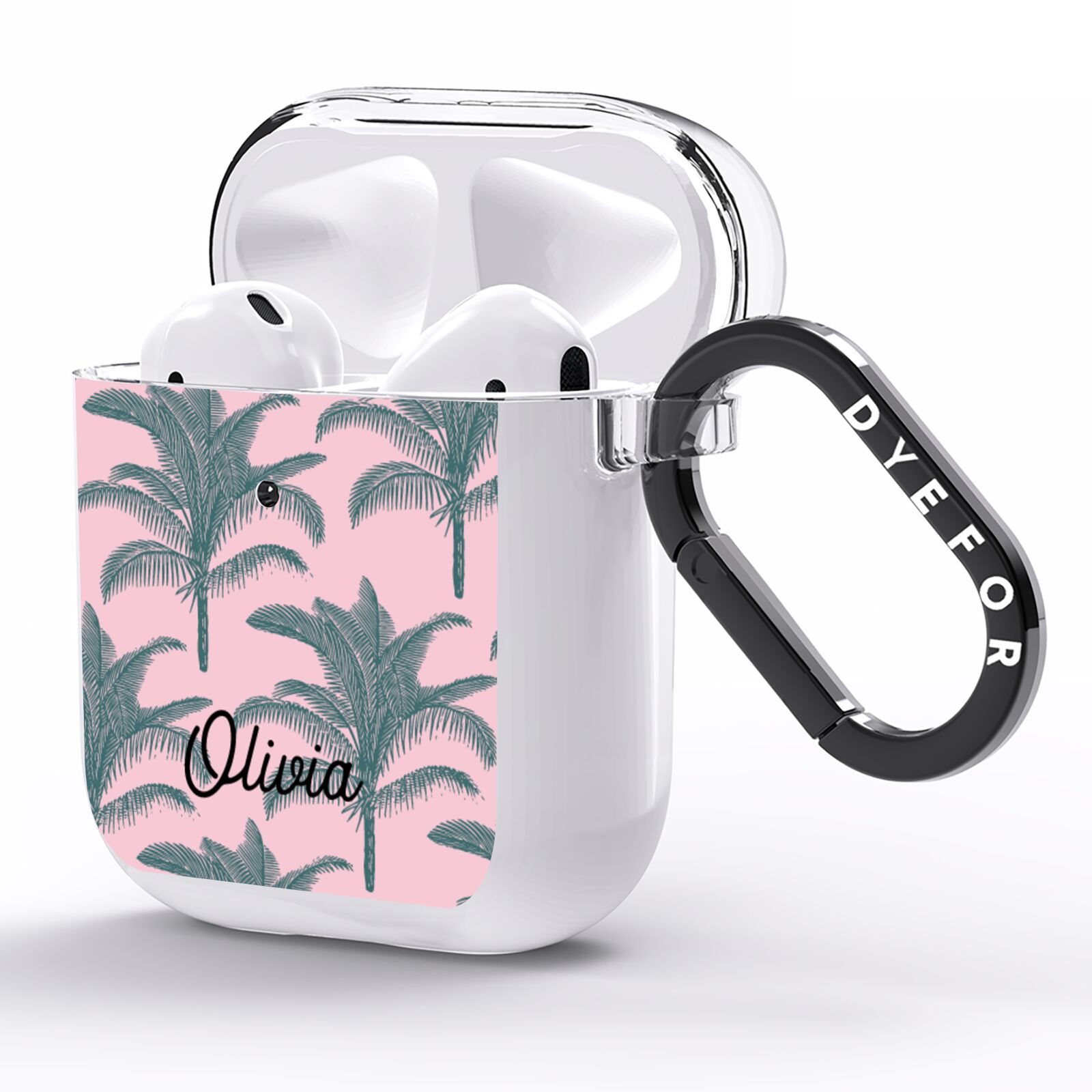 Personalised Palm AirPods Clear Case Side Image