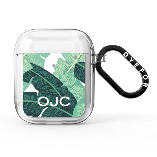 Personalised Palm Banana Leaf AirPods Clear Case