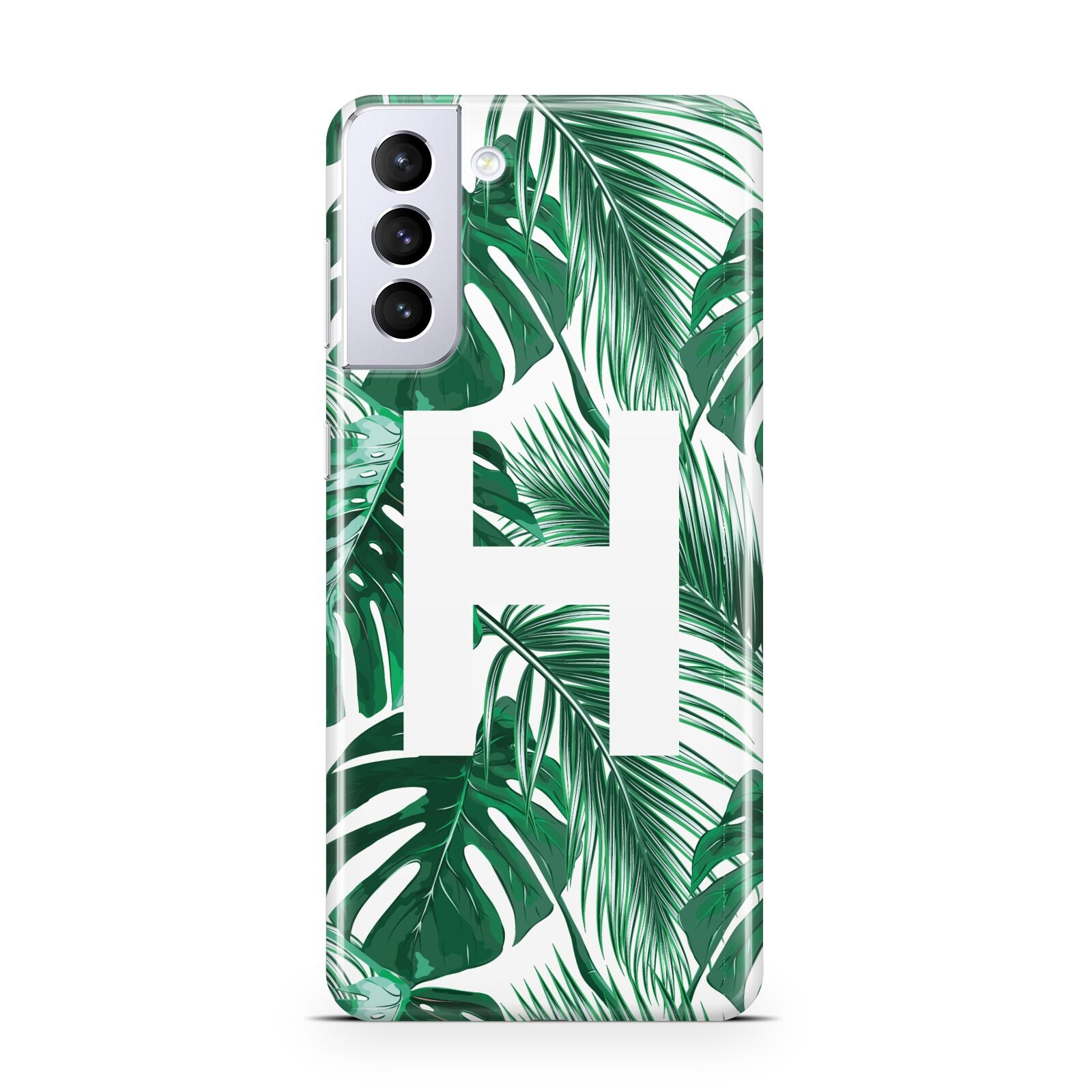 Personalised Palm Monstera Leaf Tropical Print Samsung S21 Plus Case