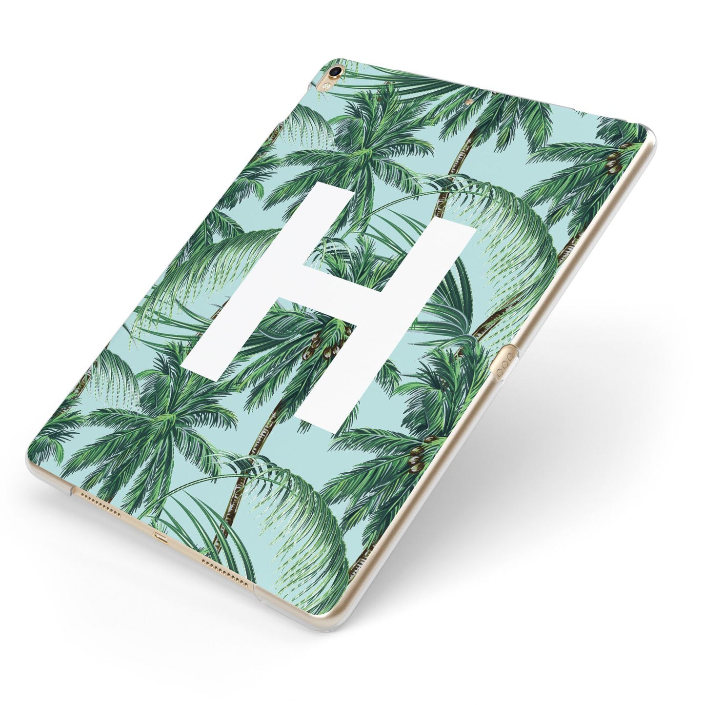 Personalised Palm Tree Tropical Apple iPad Case on Gold iPad Side View