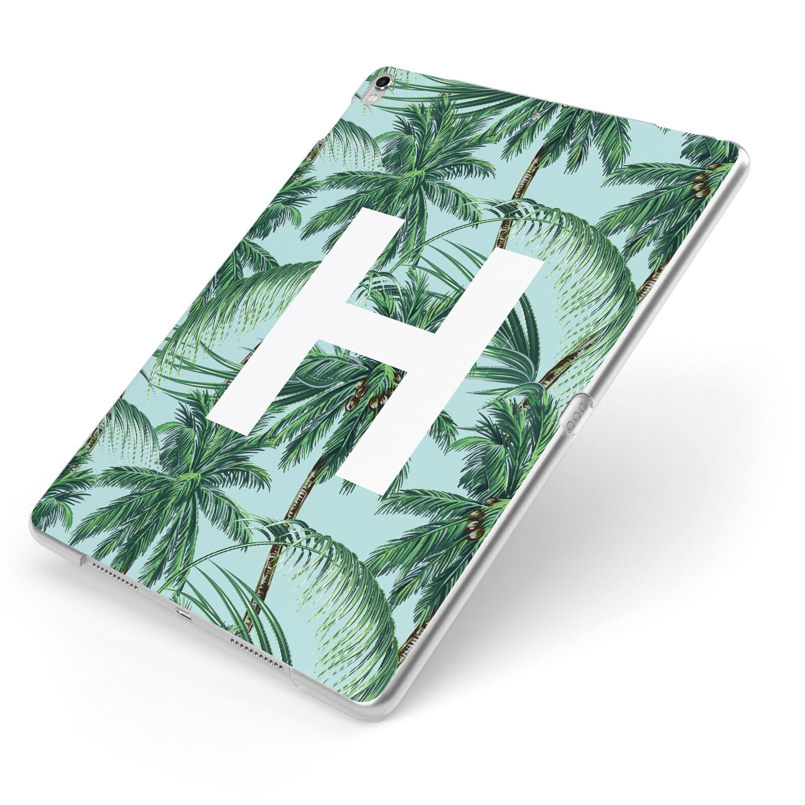 Personalised Palm Tree Tropical Apple iPad Case on Silver iPad Side View