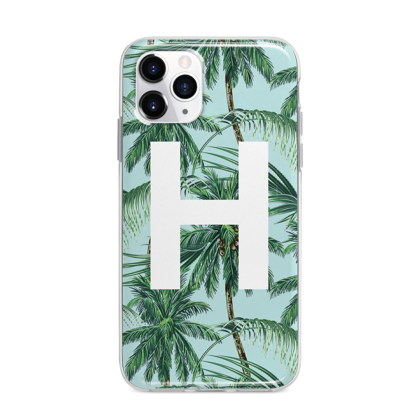 Personalised Palm Tree Tropical Apple iPhone 11 Pro Max in Silver with Bumper Case